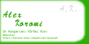 alex koromi business card